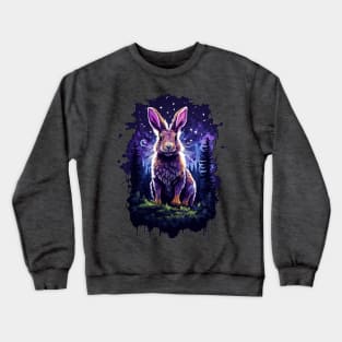 Giant rabbits night in the forest Crewneck Sweatshirt